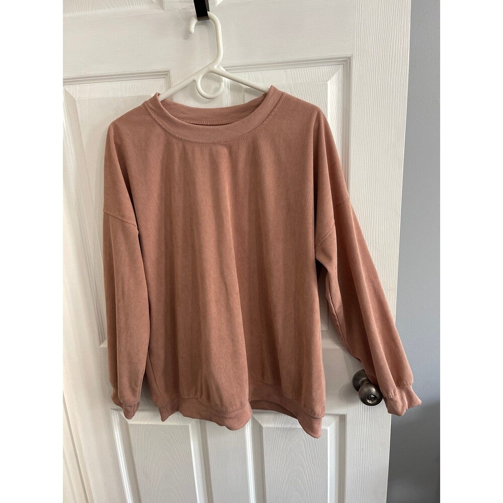 Ribbed Sweatshirt Size XL Dusty Pink